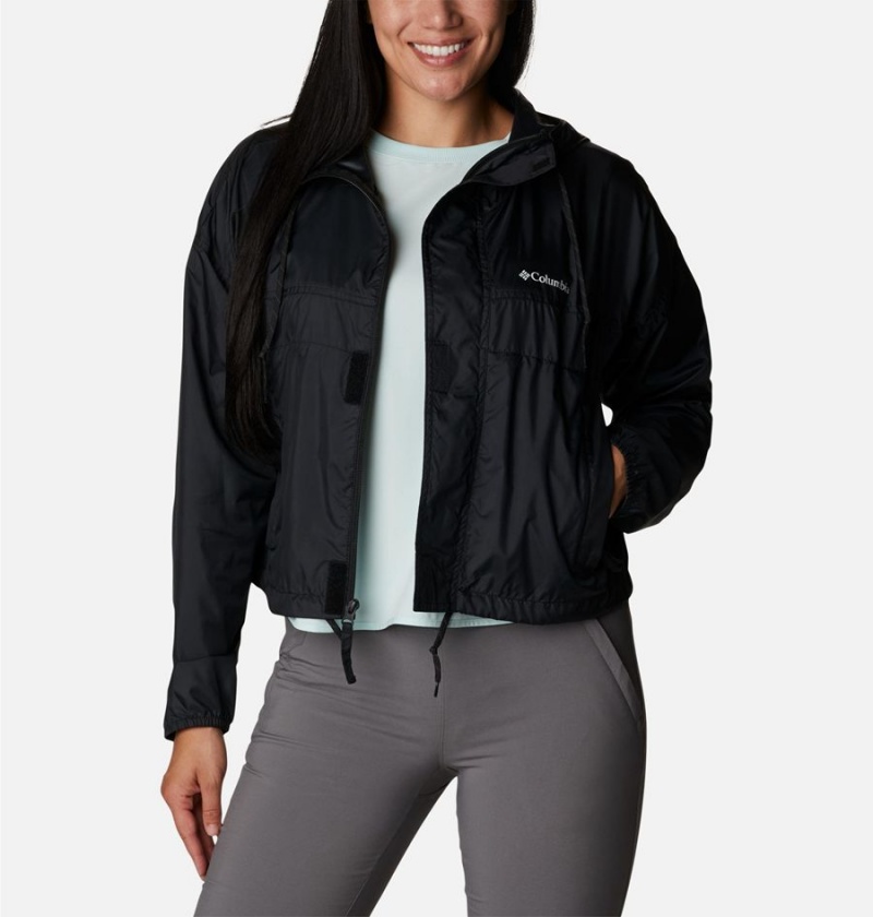 Black Women's Columbia Flash Challenger Cropped Jacket Windbreaker | XMDWG-6497