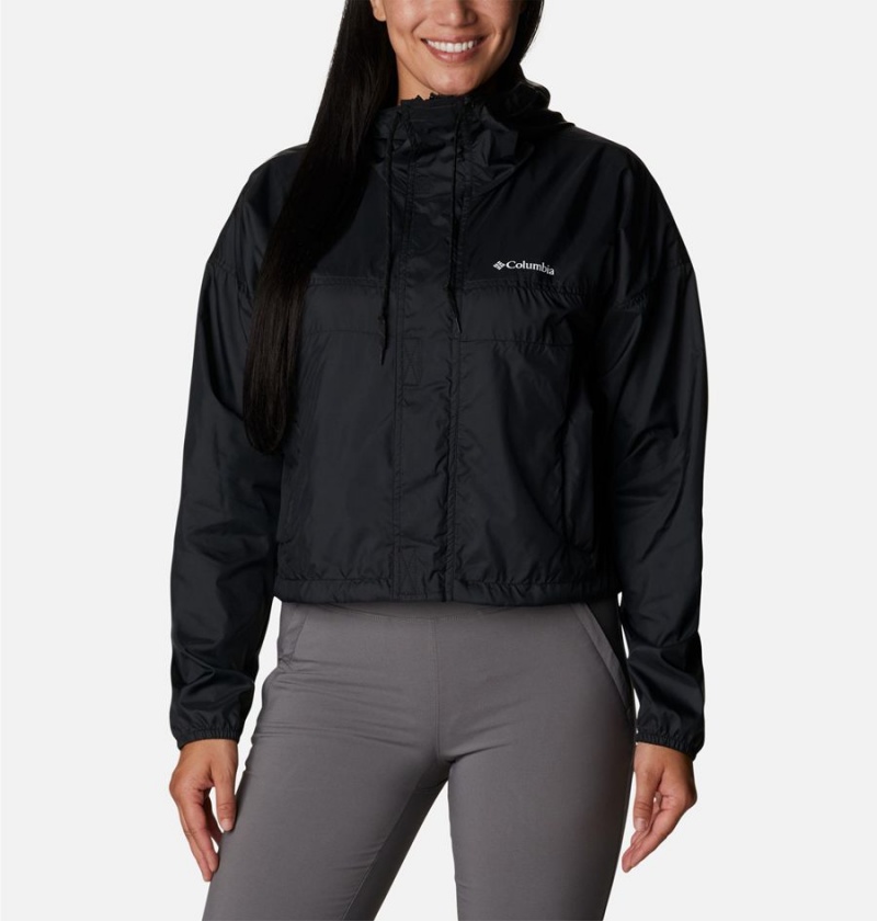 Black Women\'s Columbia Flash Challenger Cropped Jacket Windbreaker | XMDWG-6497