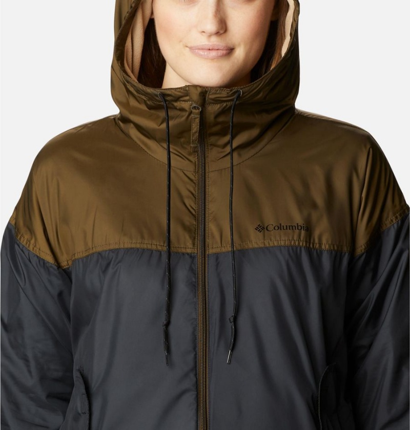 Black Women's Columbia Flash Challenger Fleece Lined Jacket Windbreaker | LCBRU-3426