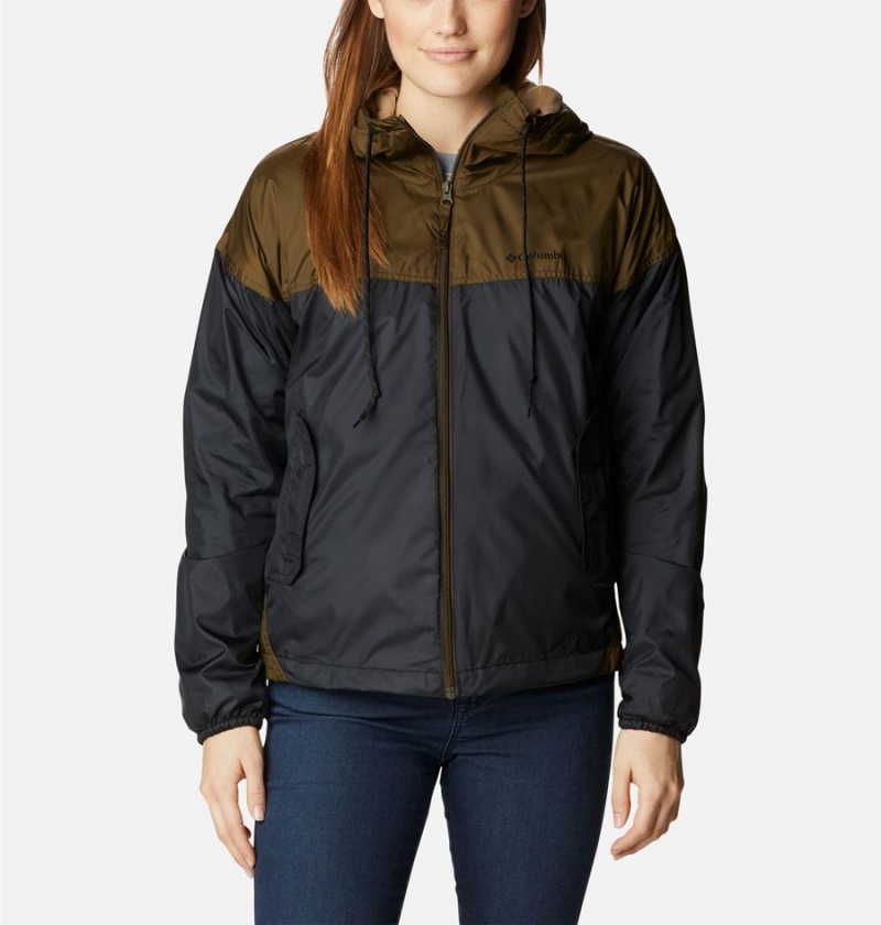 Black Women\'s Columbia Flash Challenger Fleece Lined Jacket Windbreaker | LCBRU-3426