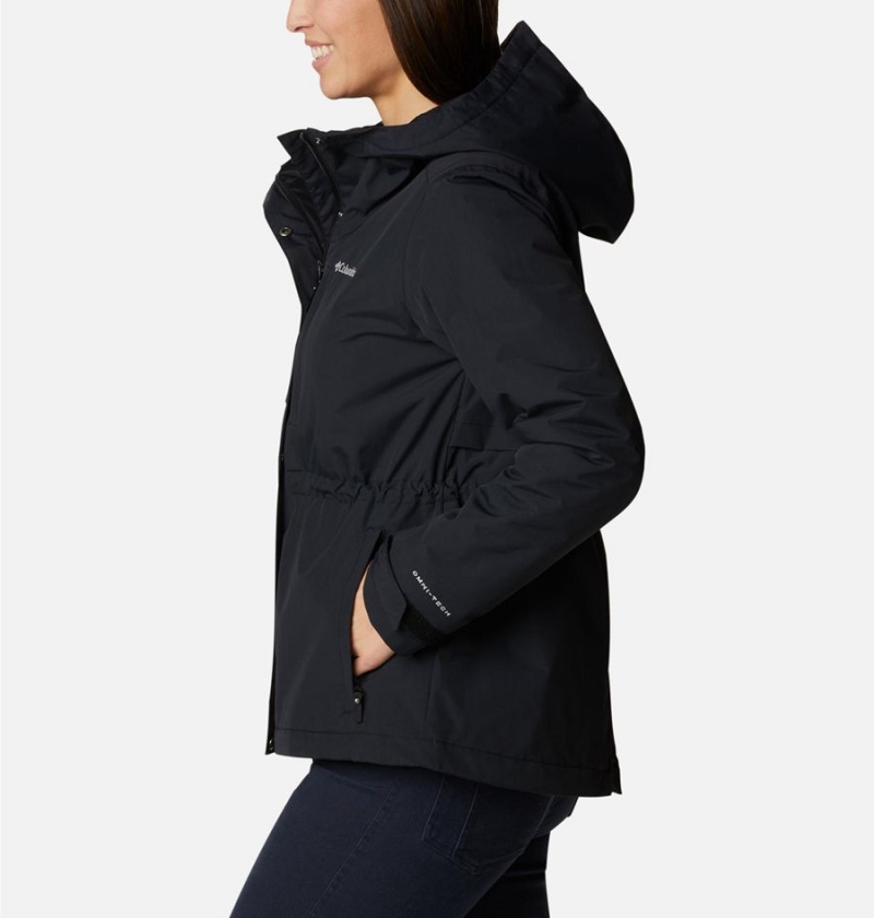 Black Women's Columbia Hadley Trail Rain Jacket | DAJPX-5983