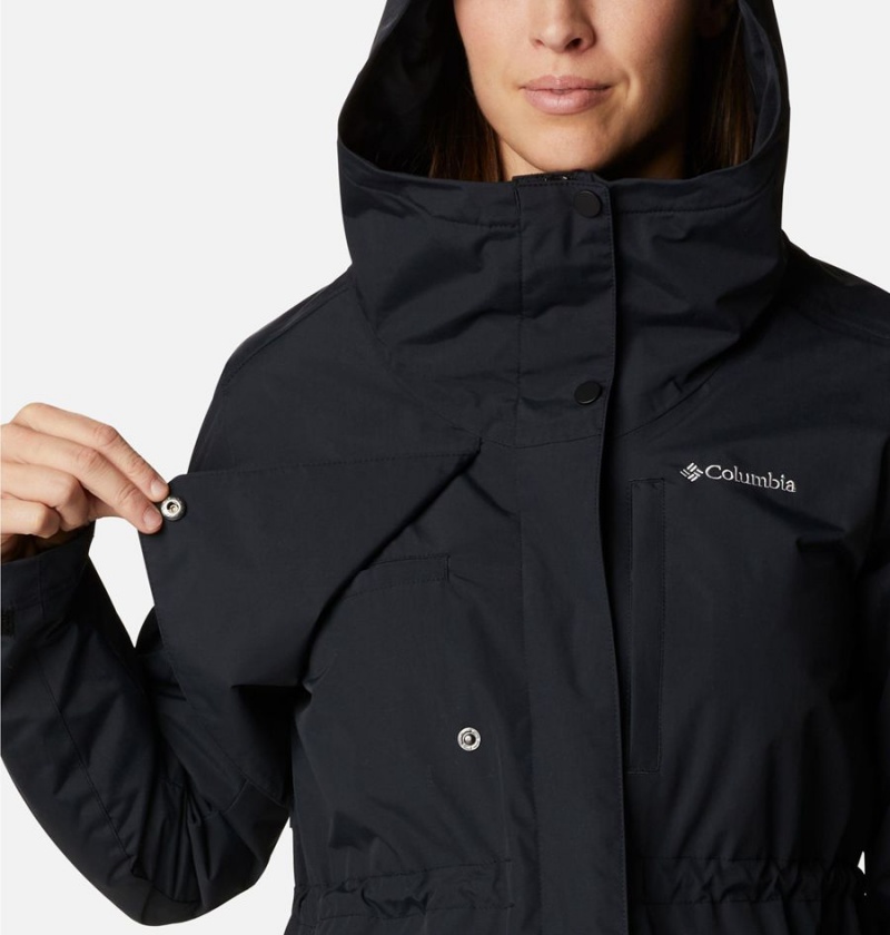 Black Women's Columbia Hadley Trail Rain Jacket | DAJPX-5983