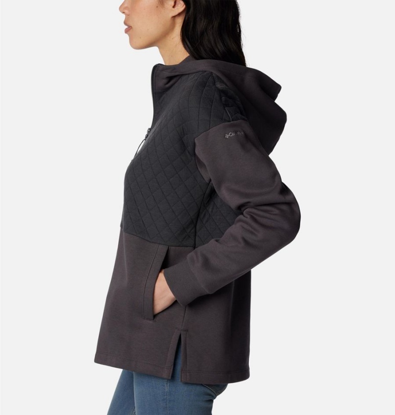 Black Women's Columbia Hart Mountain Quilted Hooded Full Zip Fleece Jacket | LERKT-9135