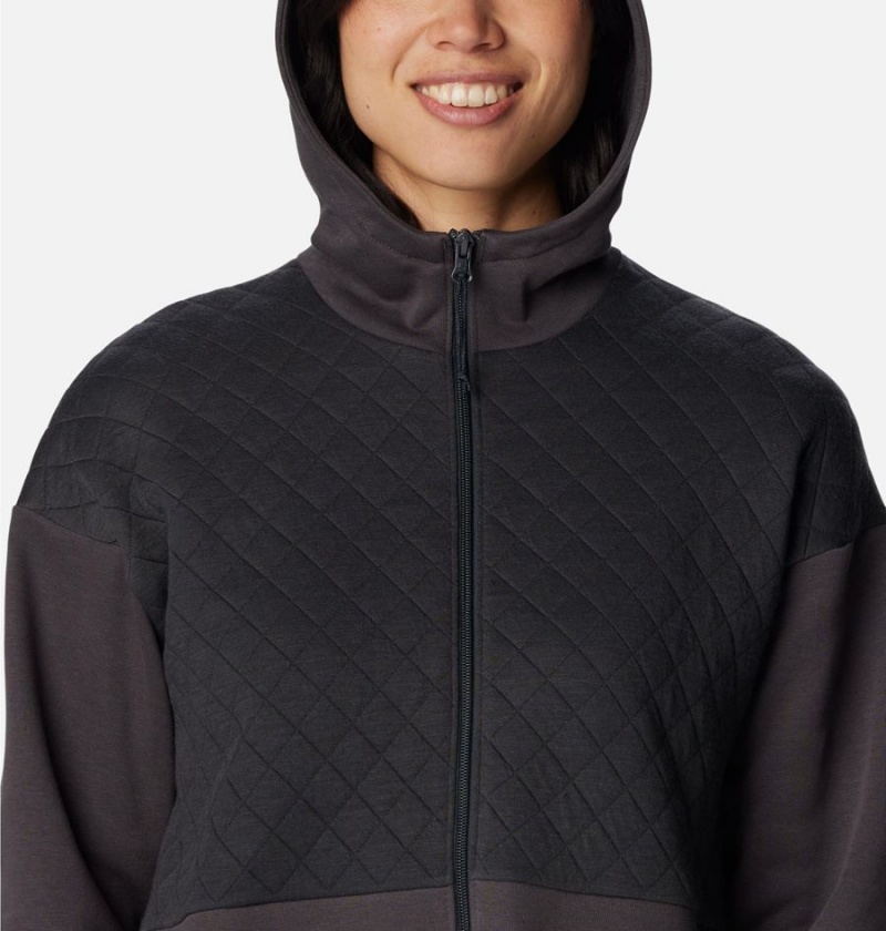 Black Women's Columbia Hart Mountain Quilted Hooded Full Zip Fleece Jacket | LERKT-9135