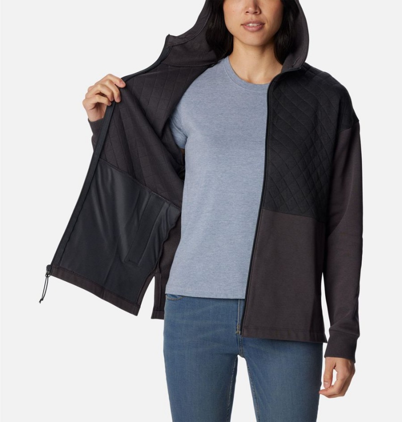 Black Women's Columbia Hart Mountain Quilted Hooded Full Zip Fleece Jacket | LERKT-9135