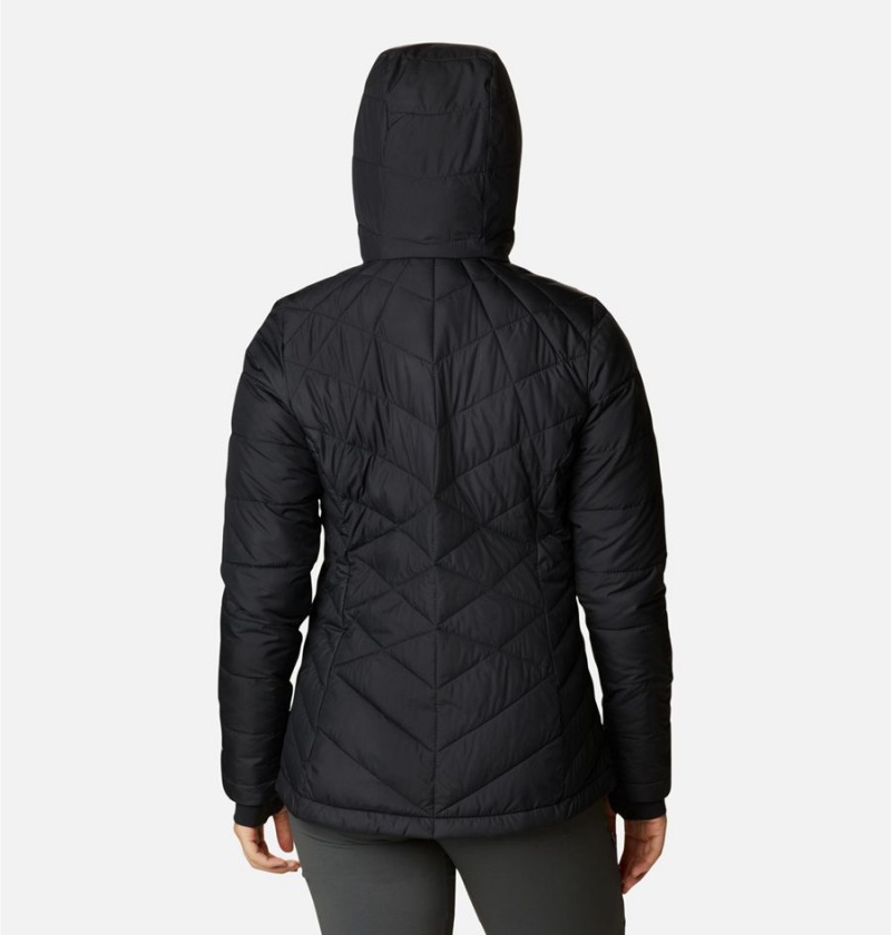 Black Women's Columbia Heavenly Hooded Puffer Jacket | KIEYD-6850