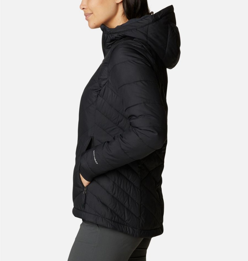 Black Women's Columbia Heavenly Hooded Puffer Jacket | KIEYD-6850