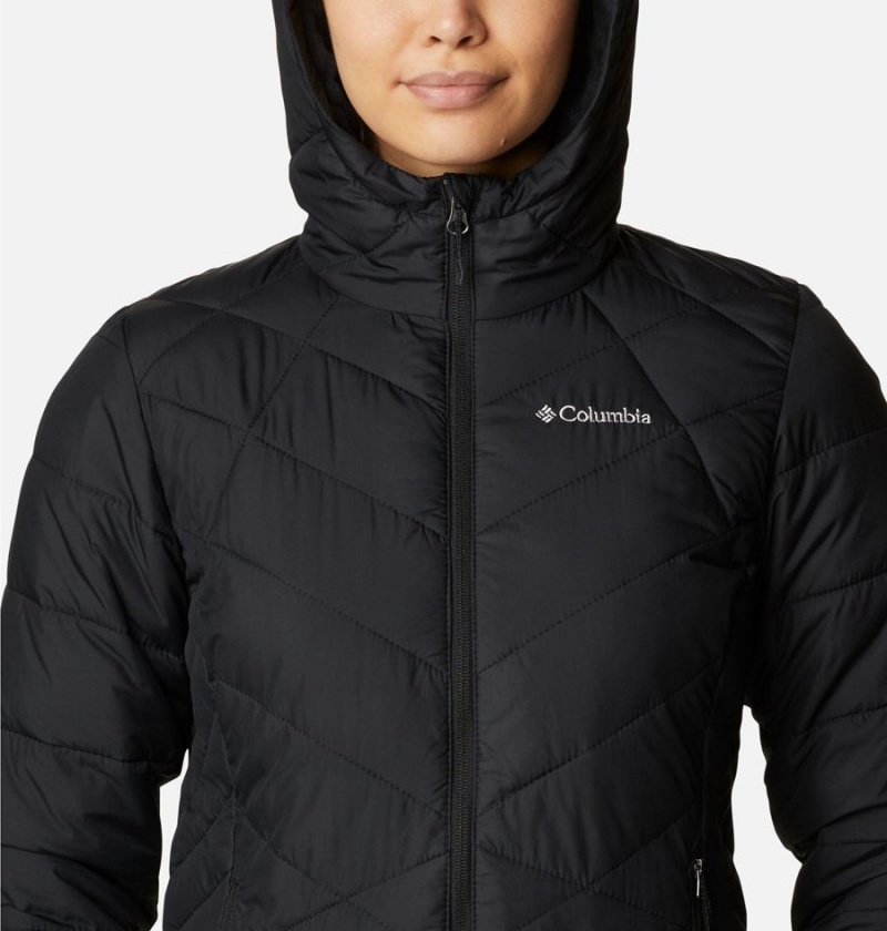 Black Women's Columbia Heavenly Hooded Puffer Jacket | KIEYD-6850