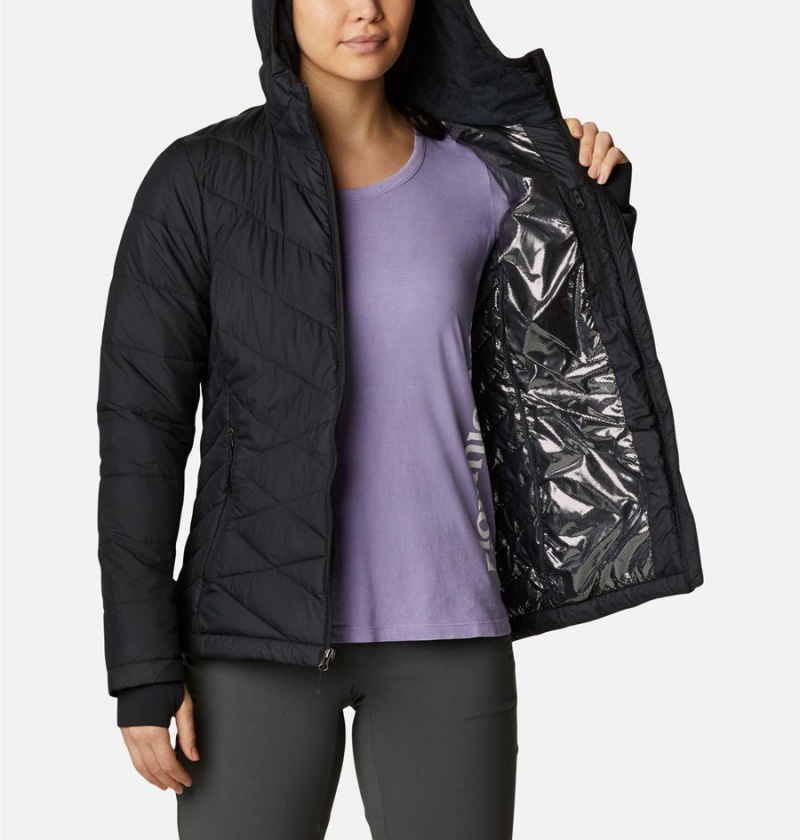 Black Women's Columbia Heavenly Hooded Puffer Jacket | KIEYD-6850