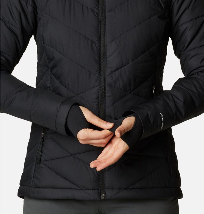 Black Women's Columbia Heavenly Hooded Puffer Jacket | KIEYD-6850