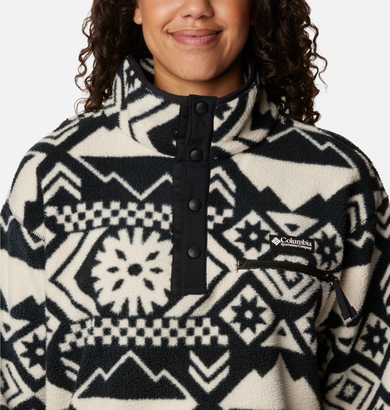 Black Women's Columbia Helvetia Cropped Half Snap Fleece Pullover | FSKJI-7016