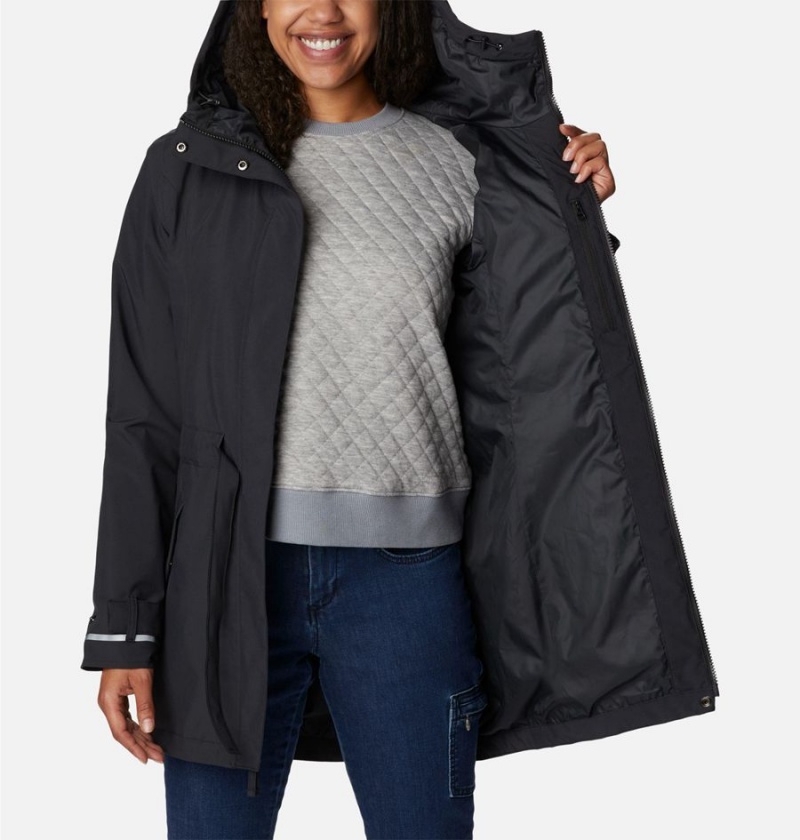 Black Women's Columbia Here and There II Trench Rain Jacket | ZMDIF-2847