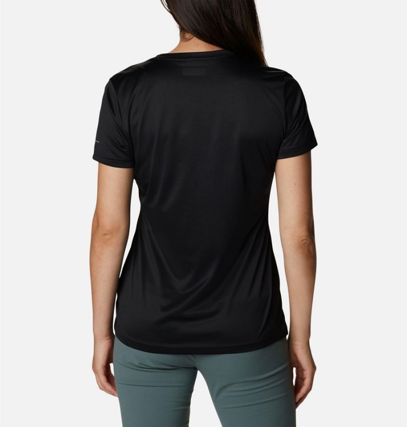 Black Women's Columbia Hike Short Sleeve Crew T-Shirt | VOEMP-1243