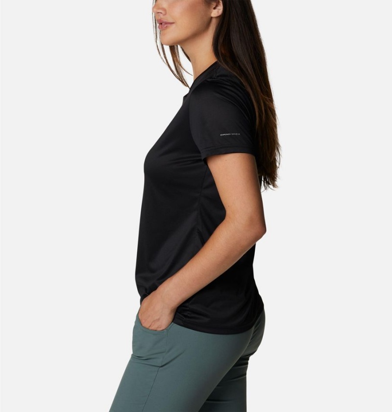 Black Women's Columbia Hike Short Sleeve Crew T-Shirt | VOEMP-1243