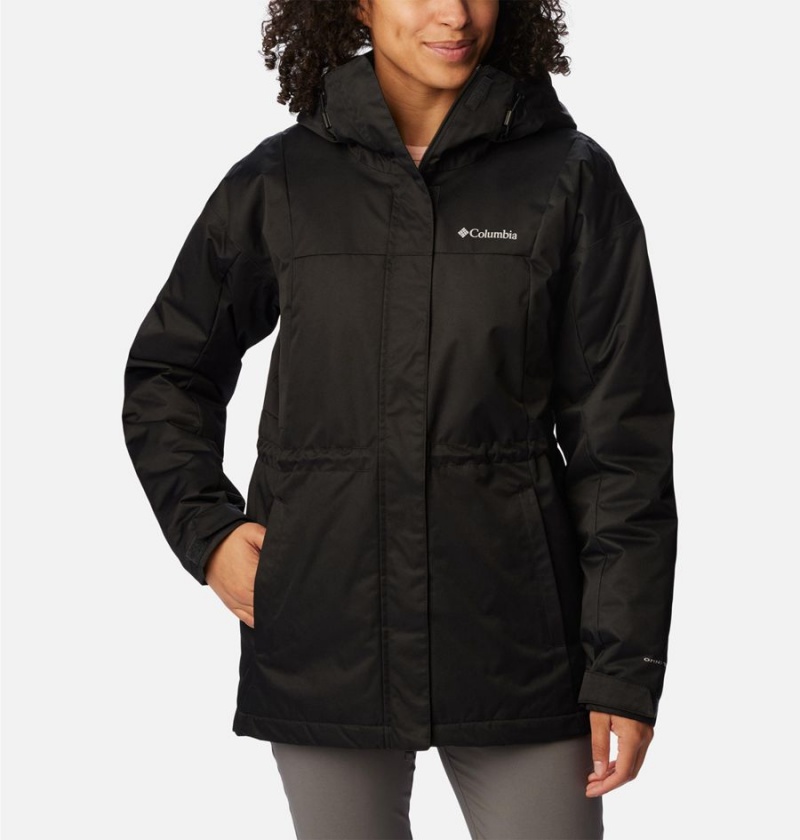 Black Women\'s Columbia Hikebound Long Insulated Puffer Jacket | DGOJQ-0584