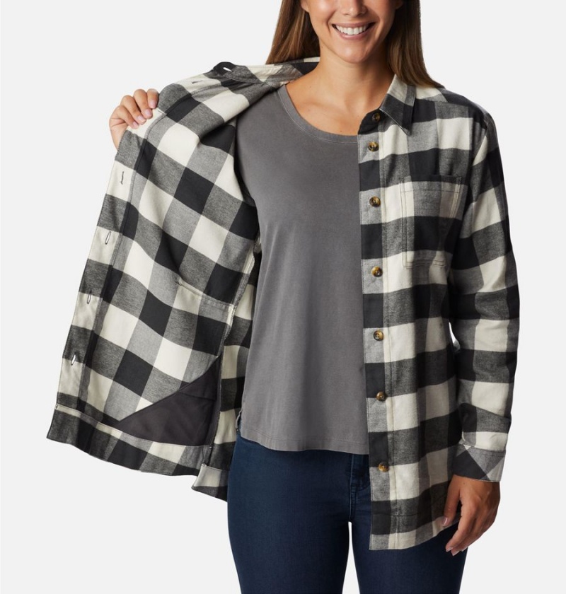 Black Women's Columbia Holly Hideaway Flannel Shirt | KVTJX-4715