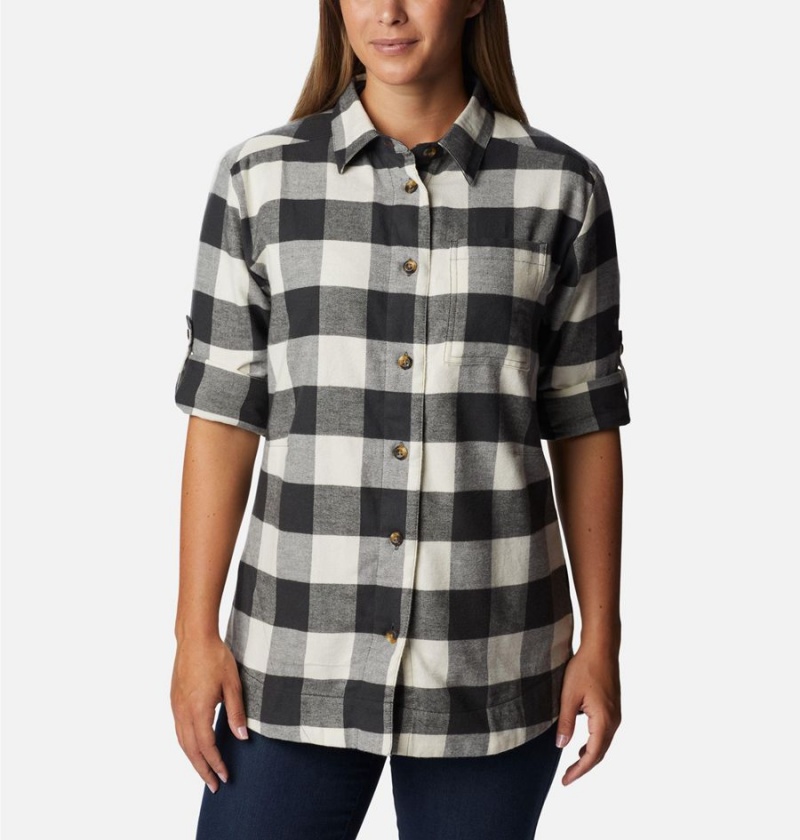 Black Women's Columbia Holly Hideaway Flannel Shirt | KVTJX-4715