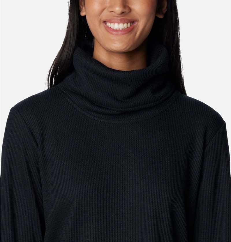 Black Women's Columbia Holly Hideaway Waffle Cowl Neck Pullover | BSHIW-1679