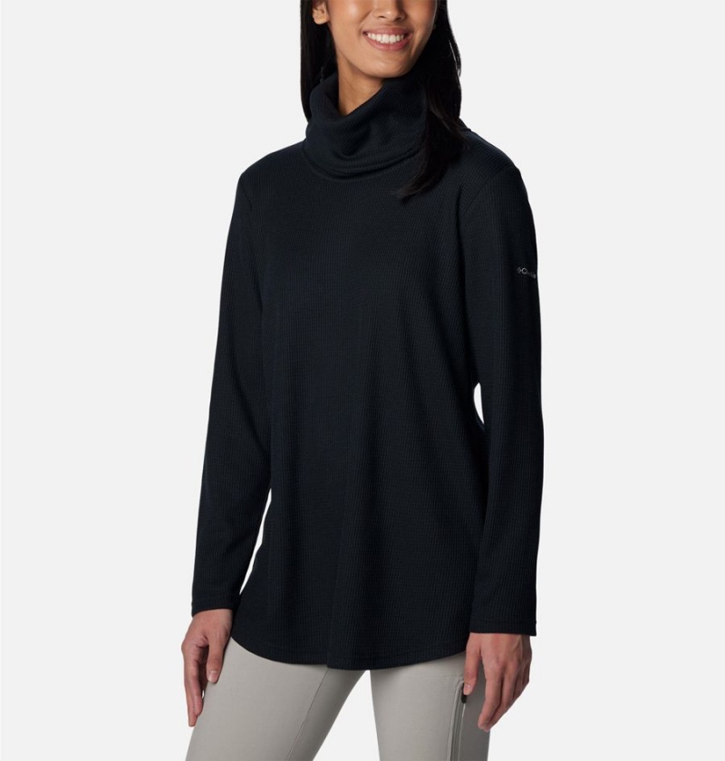 Black Women's Columbia Holly Hideaway Waffle Cowl Neck Pullover | BSHIW-1679