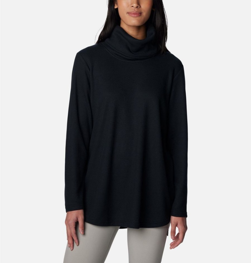 Black Women\'s Columbia Holly Hideaway Waffle Cowl Neck Pullover | BSHIW-1679