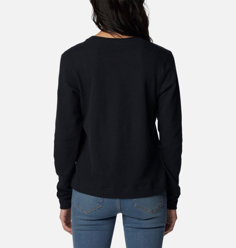 Black Women's Columbia Holly Hideaway Waffle Long Sleeve Pullover | DZGIV-5869