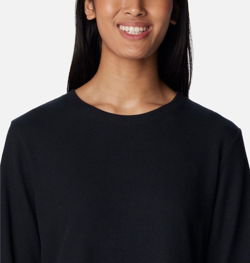 Black Women's Columbia Holly Hideaway Waffle Tunic Pullover | MKNVJ-9036