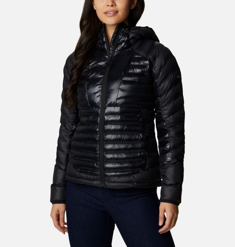 Black Women\'s Columbia Labyrinth Loop Insulated Hooded Puffer Jacket | HFVTG-7123