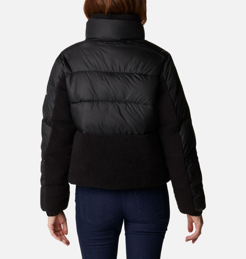 Black Women's Columbia Leadbetter Point Sherpa Hybrid Puffer Jacket | NFOAI-3019