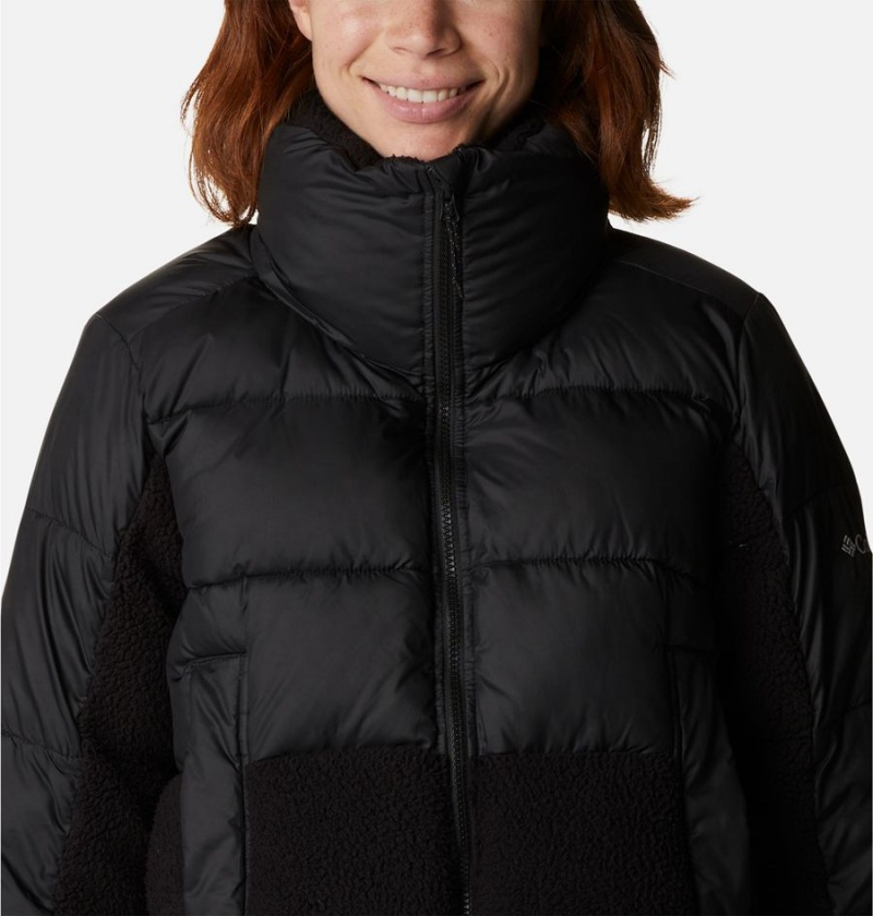 Black Women's Columbia Leadbetter Point Sherpa Hybrid Puffer Jacket | NFOAI-3019