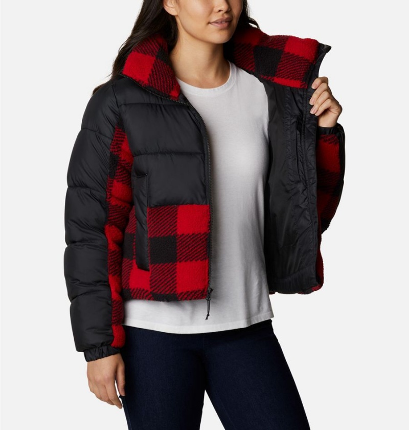 Black Women's Columbia Leadbetter Point Sherpa Hybrid Puffer Jacket | TBWXE-0672