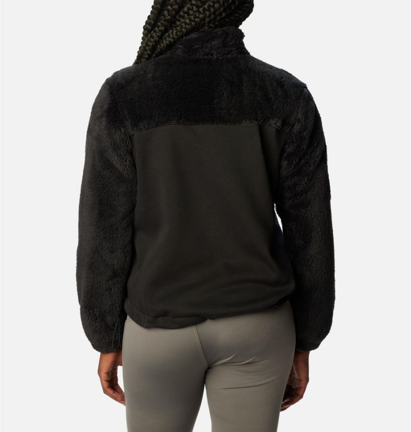 Black Women's Columbia Lodge Hybrid Sherpa Full Zip Fleece Jacket | KTQEG-2681