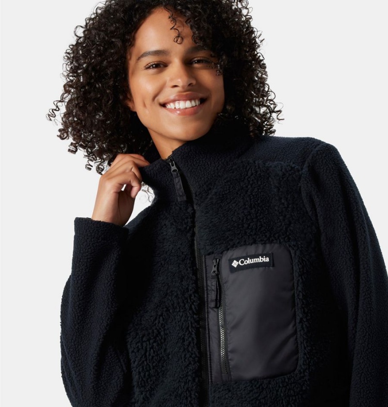 Black Women's Columbia Lodge Sherpa Full Zip Fleece Jacket | ILRDQ-9360