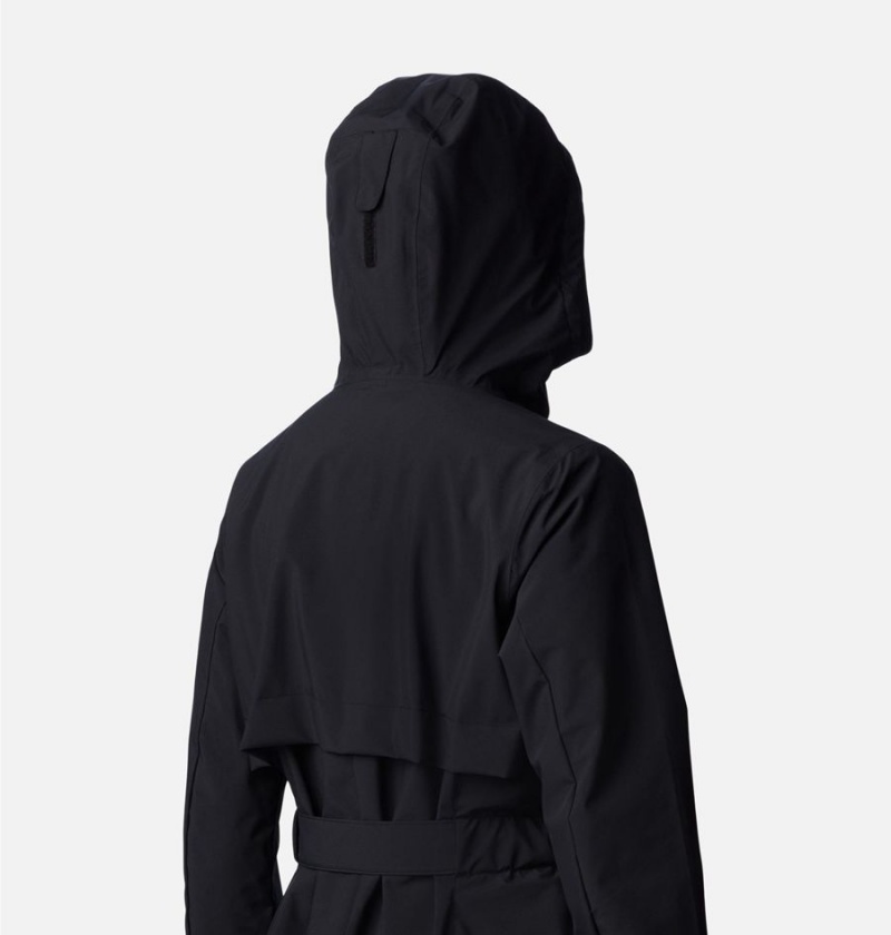 Black Women's Columbia Long Valley Trench II Rain Jacket | SDBYT-5609