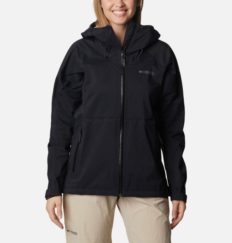 Black Women\'s Columbia Mazama Trail Shell Rain Jacket | KTBXN-5431