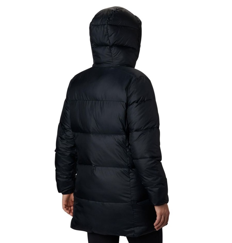 Black Women's Columbia Mid Hooded Puffer Jacket | PVAXZ-9537