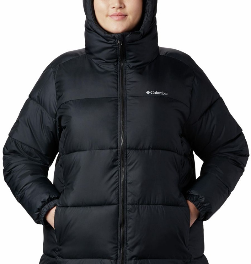 Black Women's Columbia Mid Hooded Puffer Jacket | PVAXZ-9537