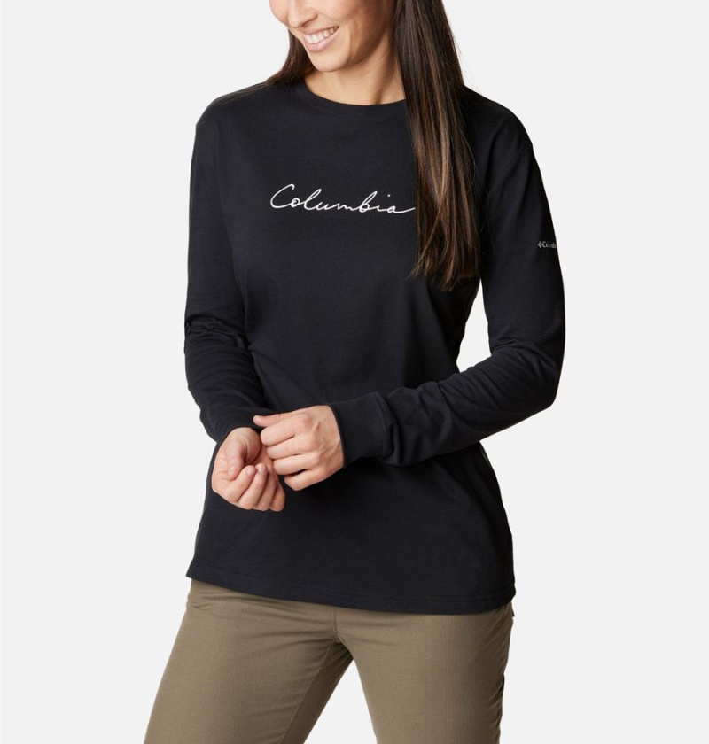 Black Women's Columbia North Cascades Long Sleeve T-Shirt | LXNTF-7201