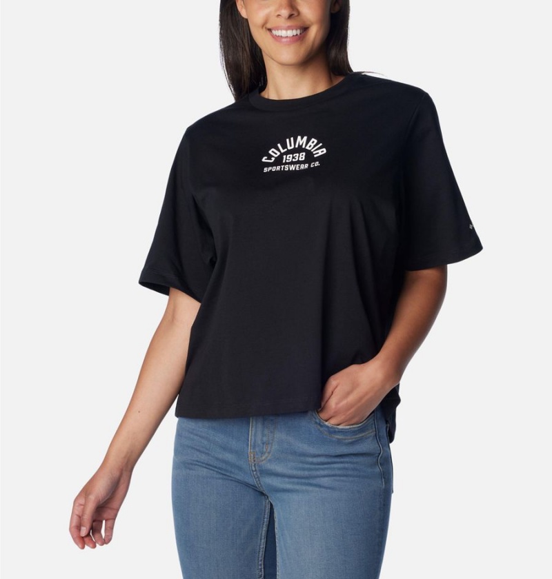 Black Women's Columbia North Cascades Relaxed T-Shirt | BJAKF-2390