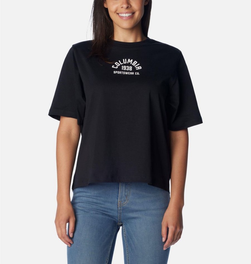 Black Women\'s Columbia North Cascades Relaxed T-Shirt | BJAKF-2390