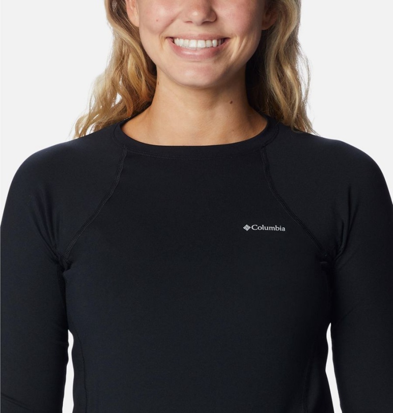 Black Women's Columbia Omni Heat Midweight Baselayer Crew T-Shirt | NRYPO-1069