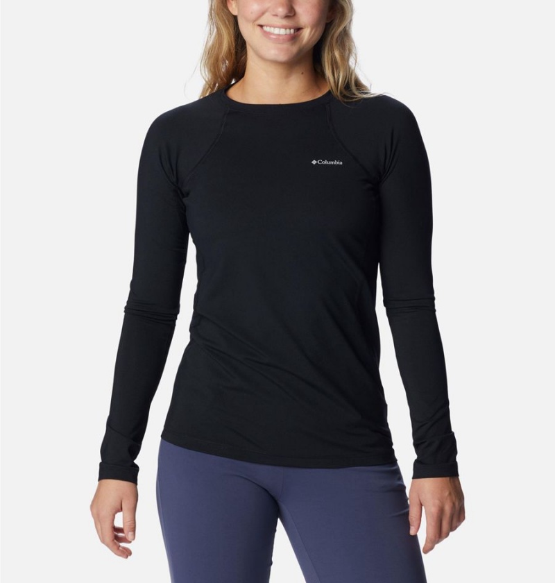 Black Women\'s Columbia Omni Heat Midweight Baselayer Crew T-Shirt | NRYPO-1069