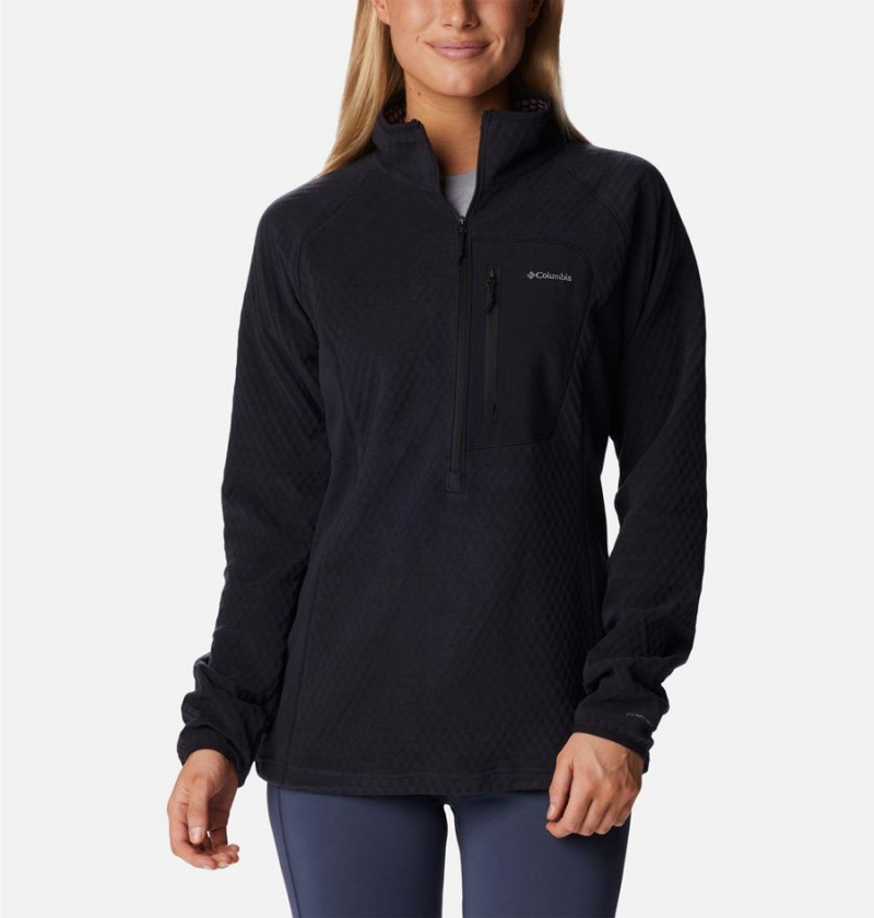 Black Women\'s Columbia Outdoor Tracks Half Zip Fleece Pullover | XFEOW-6387