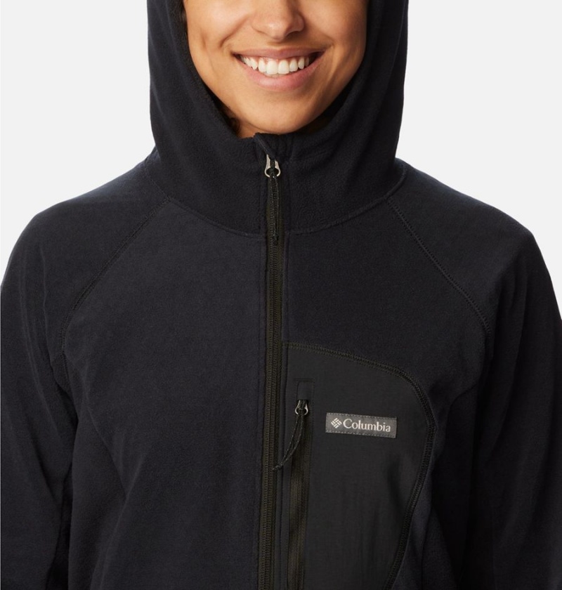 Black Women's Columbia Outdoor Tracks Hooded Full Zip Fleece Jacket | VXAGR-5189