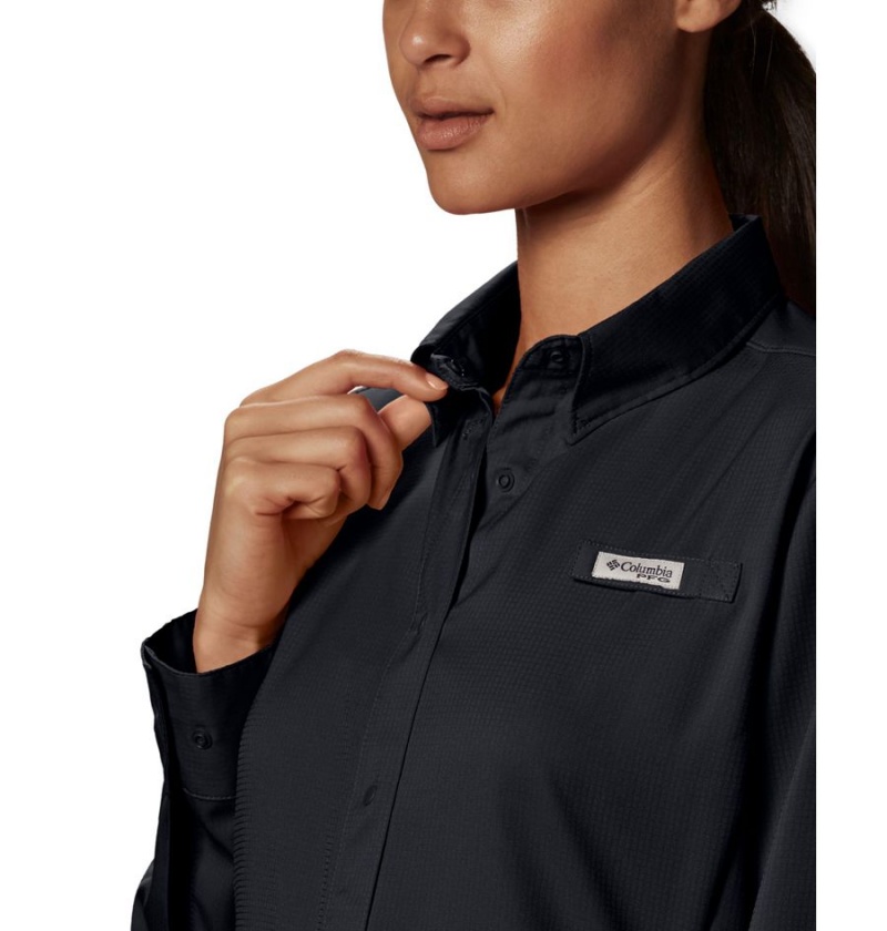 Black Women's Columbia PFG Tamiami II Long Sleeve Shirt | PJUIH-2947