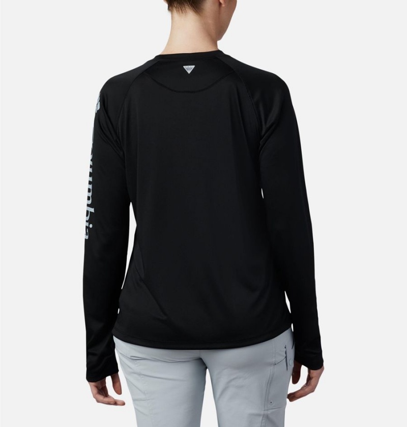 Black Women's Columbia PFG Tidal II Long Sleeve T-Shirt | ZQAJS-1346