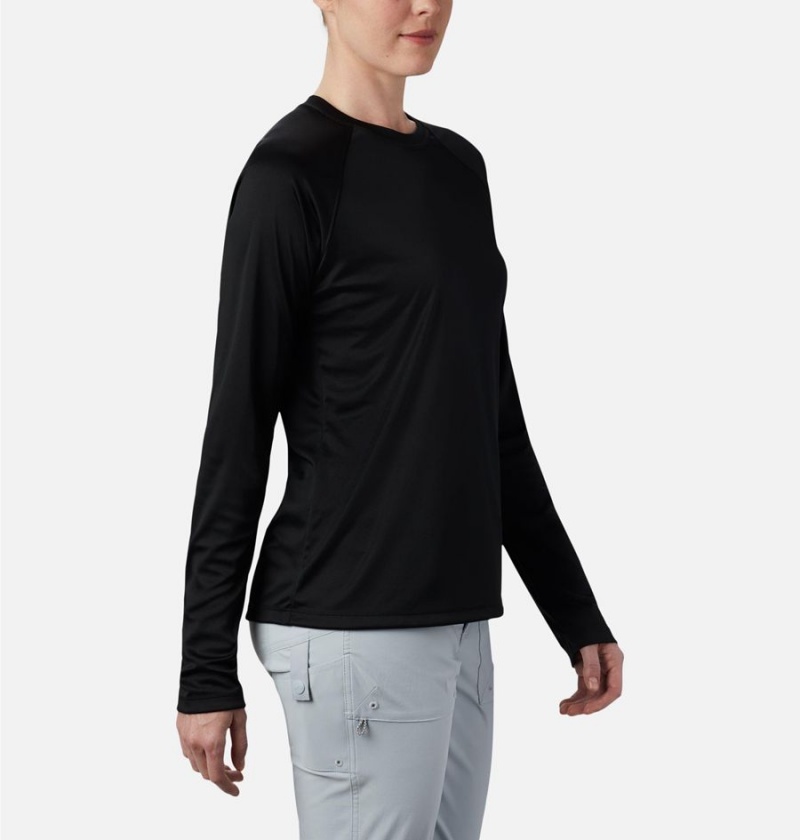 Black Women's Columbia PFG Tidal II Long Sleeve T-Shirt | ZQAJS-1346