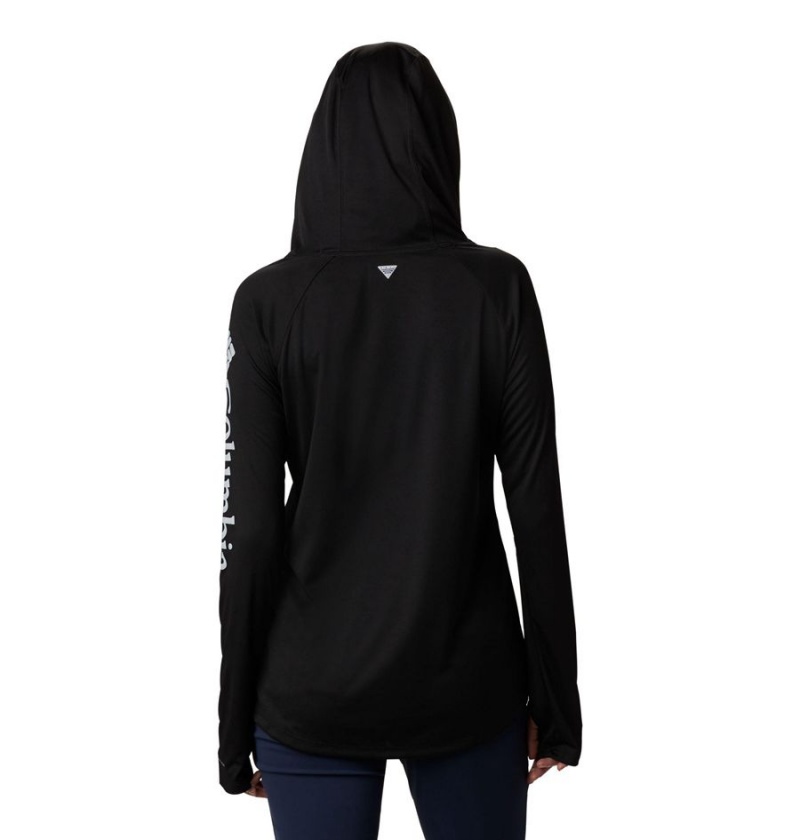 Black Women's Columbia PFG Tidal Tee Hoodie | UNKLO-0829