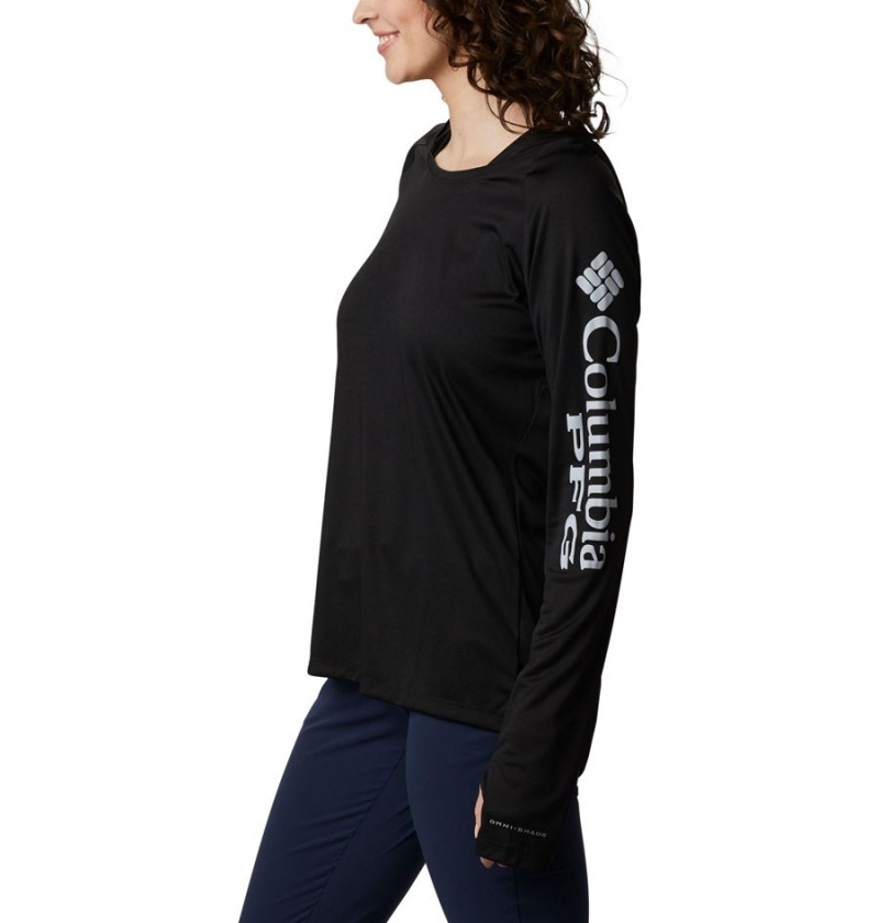 Black Women's Columbia PFG Tidal Tee Hoodie | UNKLO-0829