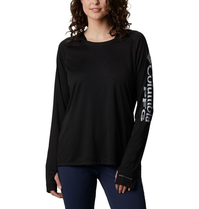 Black Women\'s Columbia PFG Tidal Tee Hoodie | UNKLO-0829