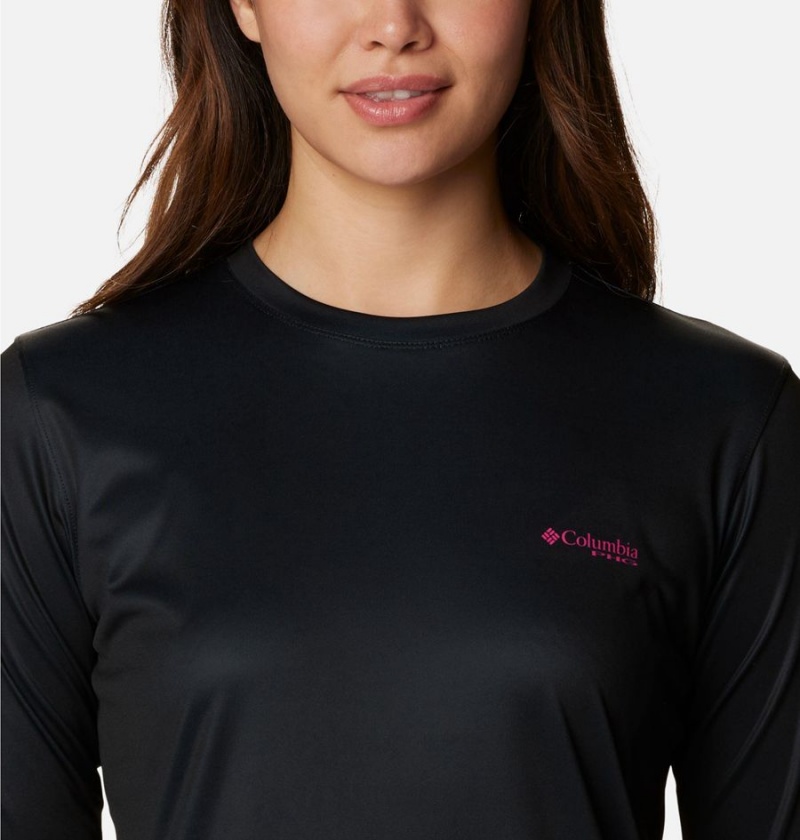 Black Women's Columbia PHG Tough Shot Graphic Long Sleeve T-Shirt | KLSHB-1078